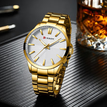 Load image into Gallery viewer, Luxury Brand Men Watches Gold Stainless Steel Band CURREN Luxury Quartz Watch Mens Waterproof Business Man
