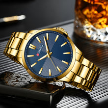 Load image into Gallery viewer, Luxury Brand Men Watches Gold Stainless Steel Band CURREN Luxury Quartz Watch Mens Waterproof Business Man
